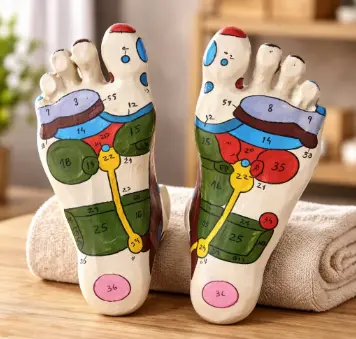 Pies modelos con puntos  (Reflexología Podal)
